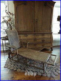 Antique Circa 1910 Tightly Woven Chaise Lounge Adjustable- Gorgeous