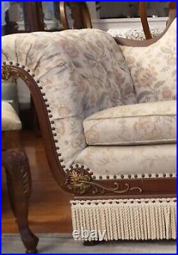 Antique Classic American Empire Style Carved Mahogany Sofa 1890's