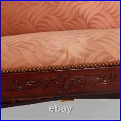 Antique Classical Continental Carved Mahogany Upholstered Settee, Circa 1920