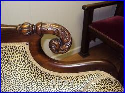 Antique Couch Sofa Settee Walnut, Empire Style, Claw Feet, Griffon, ca. 1840