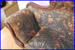 Antique Doll Couch Victorian Fainting Couch Sette Lounge Toile wooden Upholstery