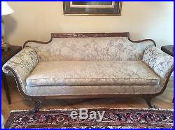 Antique Duncan Phyfe Sofa new upholstery in green brocade like fabric