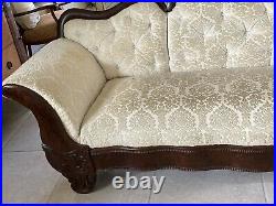 Antique Early 1800s Victorian Empire Sofa Solid, Heavy Flame Mahogany