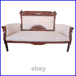 Antique Eastlake Era Aesthetic White Settee White Linen Settee Furniture 1850's