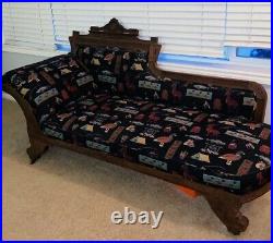 Antique Eastlake Parlor Fainting Couch Sofa Victorian Carved Ornate Chaise 1800s