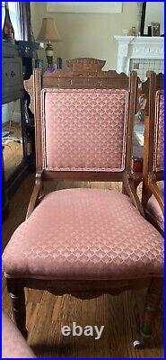 Antique Eastlake Parlor Set loveseat/Settee with 2 Matching Chairs
