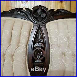 Antique Eastlake Victorian Carved Walnut Sofa Love Seat Settee 65