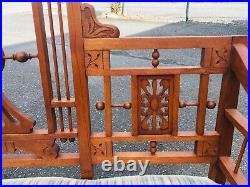 Antique Eastlake Victorian Parlor Settee Bench Sofa Carved Wood Ornate Entry Old