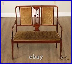 Antique Edwardian Sheraton Revival Inlaid Settee