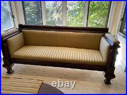 Antique Empire Flamed Mahogany Sofa Settee Couch Victorian 85