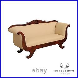 Antique Empire Style Carved Mahogany Sofa