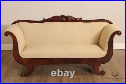 Antique Empire Style Carved Mahogany Sofa