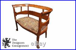 Antique Empire Style Mahogany Paw Foot Carved Settee Animal Print Seat Bench