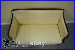 Antique Empire Style Settee Mahogany Loveseat Upholstered Scalloped Upholstery