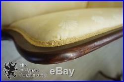 Antique Empire Style Settee Mahogany Loveseat Upholstered Scalloped Upholstery