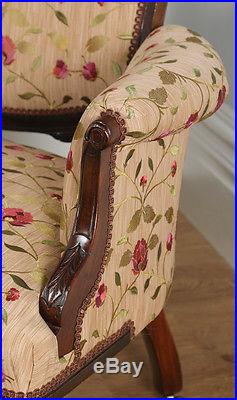 Antique English Edwardian Art Nouveau Carved Mahogany Couch (Circa 1900)