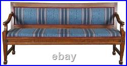 Antique English Regency Mahogany Folding Bench Loveseat Sleeper Sofa Campaign