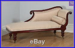 Antique English Regency Mahogany Upholstered Chaise Longue Sofa Couch c. 1830