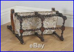 Antique English Victorian Black Forest Carolean Oak & Tapestry Couch Settee Sofa