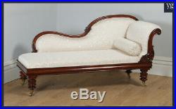 Antique English Victorian Mahogany Upholstered Chaise Longue Settee Sofa Couch