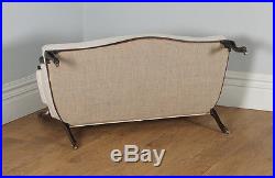 Antique English Victorian Rococo Carved Mahogany Upholstered Couch Settee Sofa
