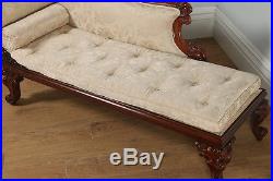 Antique English William IV Mahogany Upholstered Chaise Longue Sofa Couch c. 1835