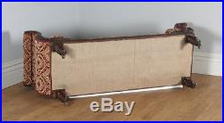 Antique English William IV Mahogany Upholstered Double Scroll End Sofa Couch