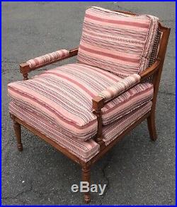 Antique FRENCH Louis XV Style Carved Caned CHAIR & OTTOMAN 2 Part CHAISE LOUNGE