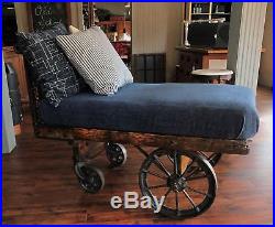 Antique Factory Cart Chaise Lounge Re-purposed Industrial Chair