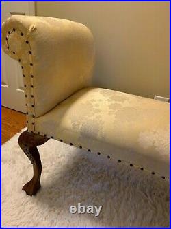 Antique Fainting Chair Boudoir Claw Foot Chaise Sofa Floral Yellow Pattern 32/44