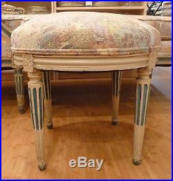 Antique French 2nd Empire Polychrome Wood Chaise Longue Lounge & Ottoman PhilaPA