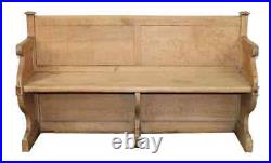 Antique French 5 Foot School Church Pew Bench In Natural Oak Rustic Farmhouse