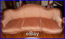 Antique French Carved Couch Sofa with Down Cushions