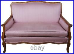 Antique French Country Walnut Camelback Settee Love Seat Sofa Pink 46