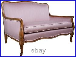 Antique French Country Walnut Camelback Settee Love Seat Sofa Pink 46