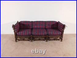 Antique French Dark Oak 1950s / 60s Shell Carved Sofa Daybed