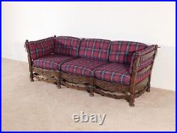 Antique French Dark Oak 1950s / 60s Shell Carved Sofa Daybed