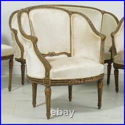 Antique French Louis XVI 1850's 5 piece Settee Sofa chair set Original finish
