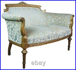 Antique French Louis XVI Diminutive Carved Giltwood Parlor Settee Bench Seat 43