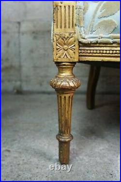 Antique French Louis XVI Diminutive Carved Giltwood Parlor Settee Bench Seat 43