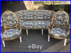 Antique French Louis XVI Living Room Set Sofa/settee + 2 Chairs