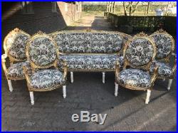 Antique French Louis XVI Living Room Set Sofa/settee + 2 Chairs