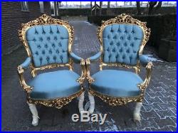 Antique French Louis XVI Living Room Set Sofa/settee With 2 Chairs