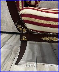 Antique French Louis XVI Ornate Carved Tufted Upholstered Chaise Lounge