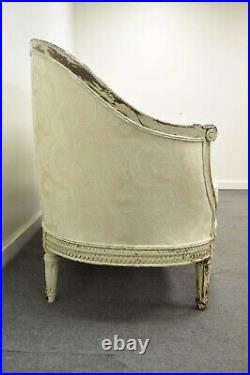 Antique French Louis XVI Style Distress-Painted Ovoid Carved Canapé Sofa