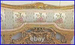 Antique French Louis XVI Style Giltwood Settee Sofa Loveseat Elegant