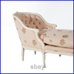Antique French Louis XVI Style Polychromed Recamier Chaise Lounge C1930