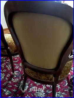 Antique French Louis XV Furniture Set Camel Color Rosewood Sofa 4 Chairs