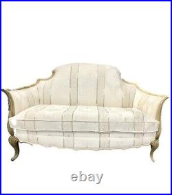Antique French Louis XV Rococo Loveseat Settee With Carved and Gilded Trim