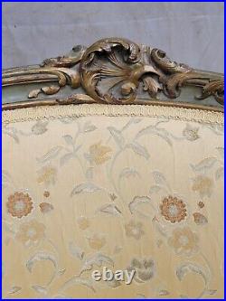 Antique French Louis XV Style Chaise Lounge With Brocade Upholstery